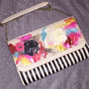 Betsey Johnson Floral & Striped Bag